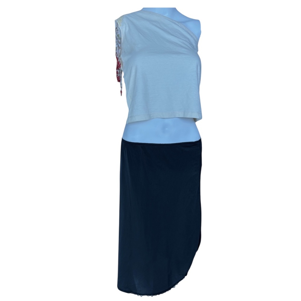 Vintage Warner’s Black Lace Trim Midi Skirt Size Small Lingerie Style